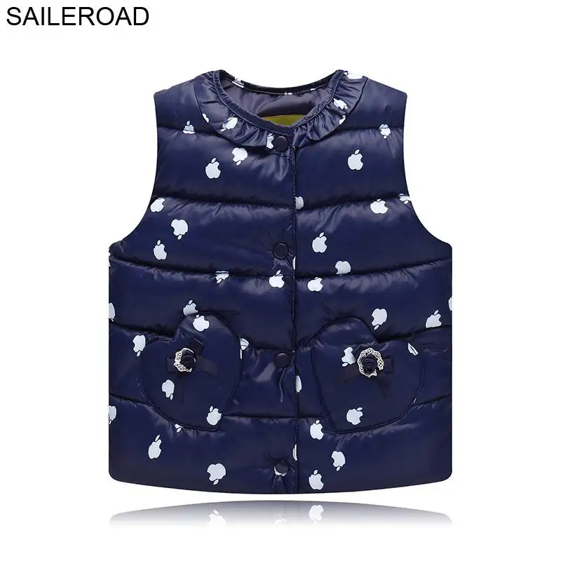SAILEROAD/верхняя одежда для маленьких девочек от 18 месяцев до 7 лет, одежда осенне-зимний жилет для маленьких девочек детский жилет для девочек, одежда - Цвет: navy blue