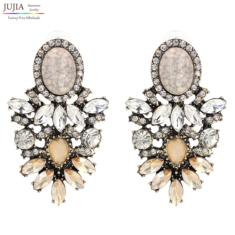 

JUJIA trendy fashion jewelry Wholesale good quality big crystal earrings 2018 New statement fashion stud Earrings for women