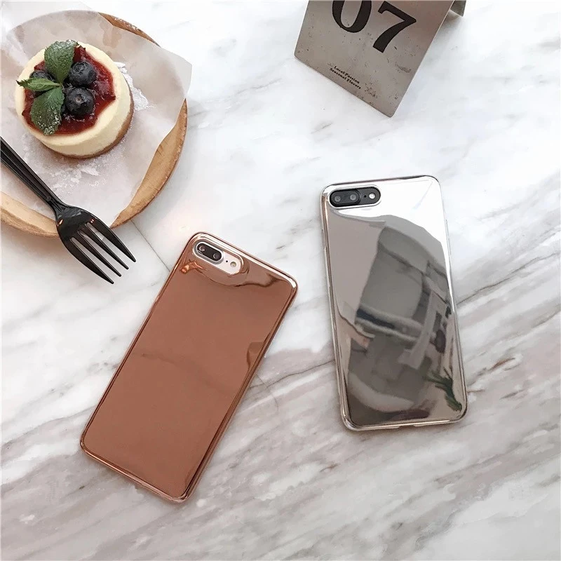PGSD Luxury Electroplated Mirror Mobile phone shell for iphone XS MAX XR apple 7/8Plus 6s Soft silica gel case protected Cover |