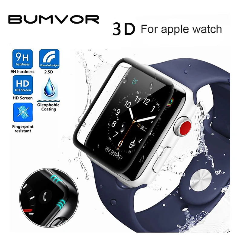 BUMVOR 3D изогнутые поверхности 9 H закаленное пленка для Apple Watch 38 мм 42 мм Экран протектор для Apple серии часы 1/2/3 Iwatch фильм