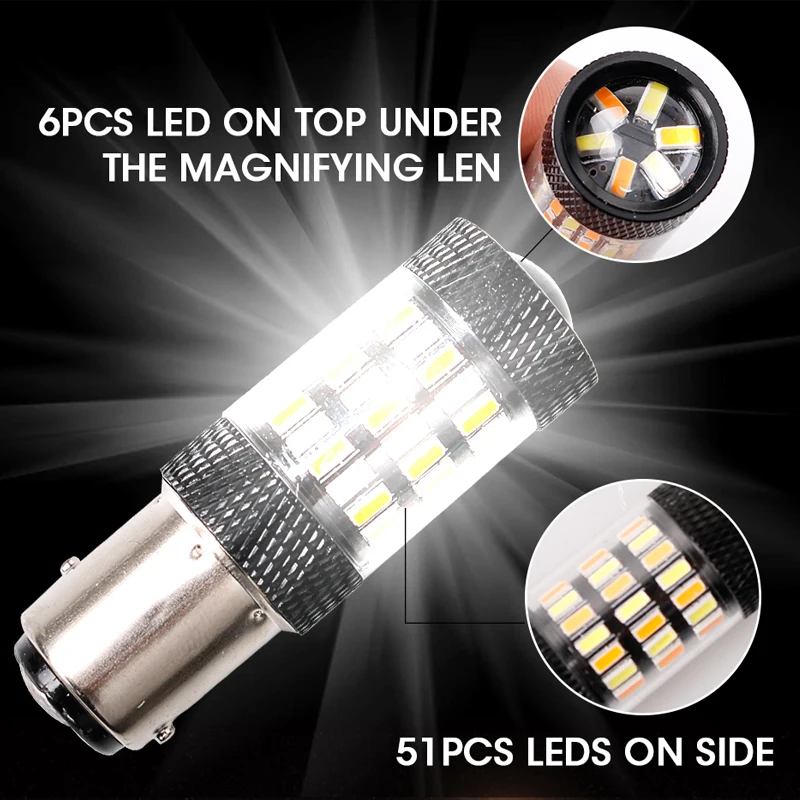Hlxg 2 шт. Led BA15D 1157 12 в двойной цвет 4014 60SMD автомобильные сигнальные огни зазор