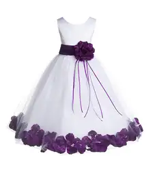 Платье с лепестками роз Белое платье с цветочным рисунком для девочек Праздничное платье; платье для крещения крестильное платье на