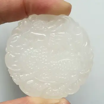 

Koraba Fine Jewelry Chinese Natural 100% White Jade Hand-carved Kirin Pendant Good Luck Amulet Free Shipping