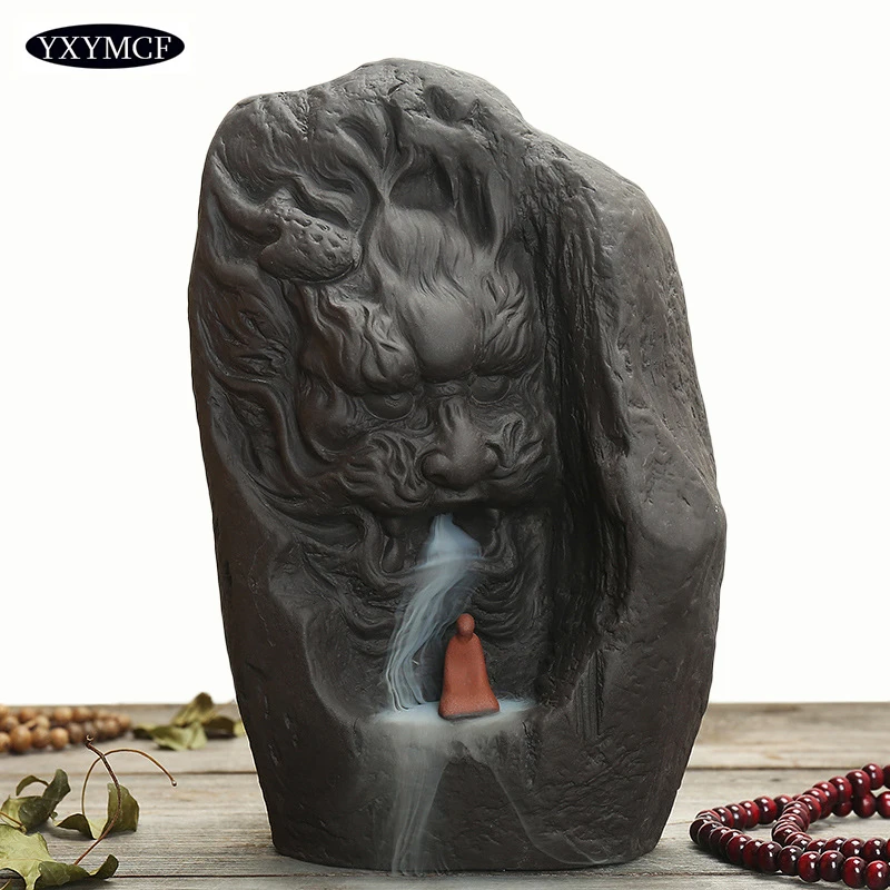 

F Zisha Backflow Incense Burner Buddhism Decoration Incense Sticks Holder for Home Decor Big Size Best for Gift Tearoom Ornament