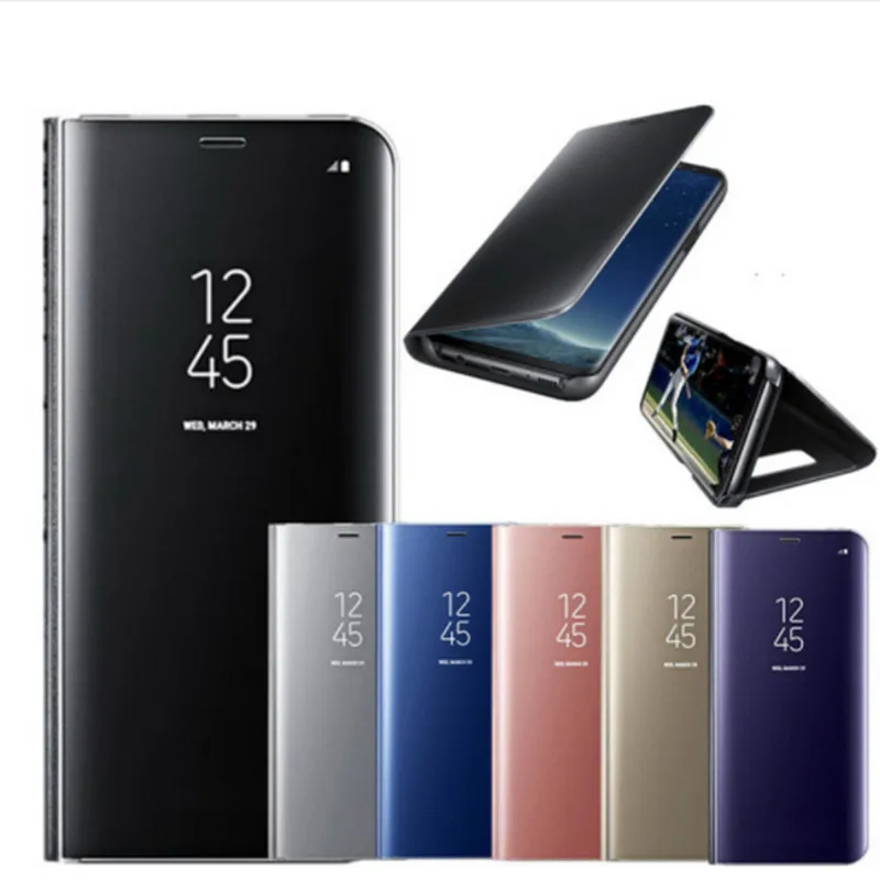 

Smart Leather Flip Stand Mirror Case For Samsung Galaxy S8 S9 Plus S6 S7 Edge Note 8 Galaxy j5 j7 2017 EU Version Case 360 Cover