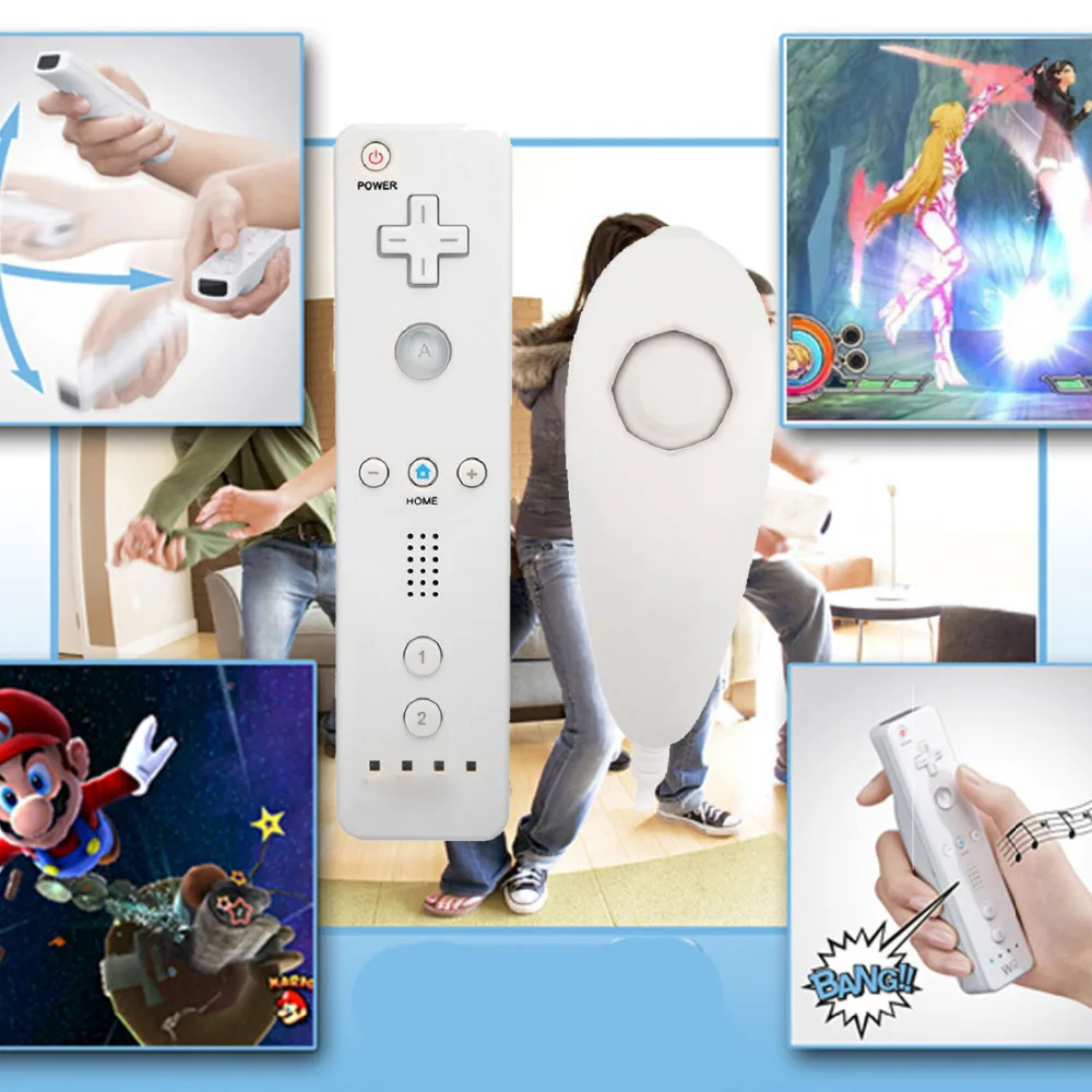 6 color 2in1 Wireless Remote Controller and Nunchuk Controller for Nintendo Wii Controller with Protective Silicone