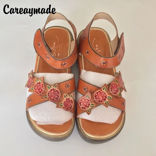 Careaymade-2017 new Folk style Head layer cowhide pure handmade Carved shoes,the retro art mori girl shoes,Women's casual Sandal