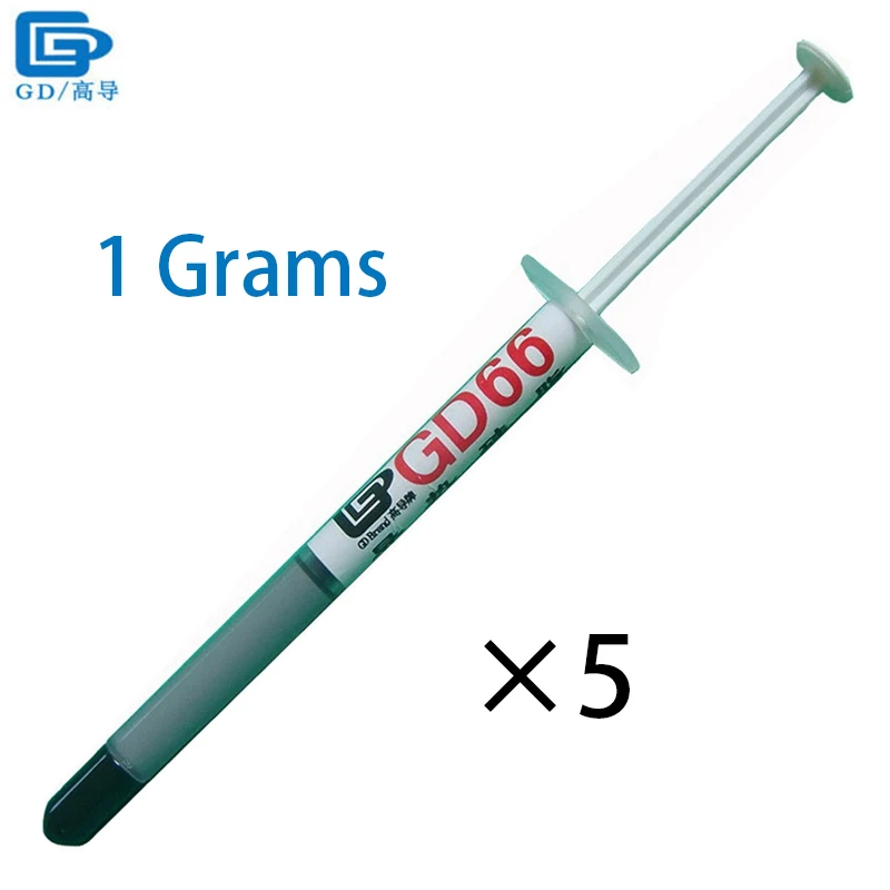 

GD66 Thermal Conductive Grease Paste Silicone Plaster Heat Sink Compound 5 Pieces Net Weight 1 Gram Silver For GPU PS4 CPU SY1