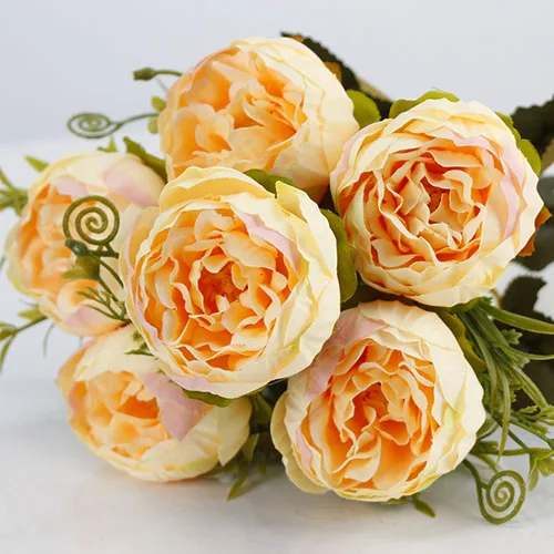 YO CHO Искусственные цветы розы пионы поддельные цветы розовый шелк Белый пион букет Свадебная вечеринка декорации Искусственные цветы - Цвет: Yellow Peonies