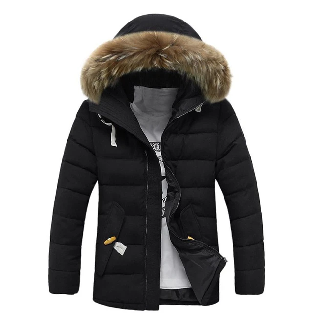 Buy Luxury Brand Winter Men'S Cotton Coat Thicken Warm Outwear Parka Hooded Fur