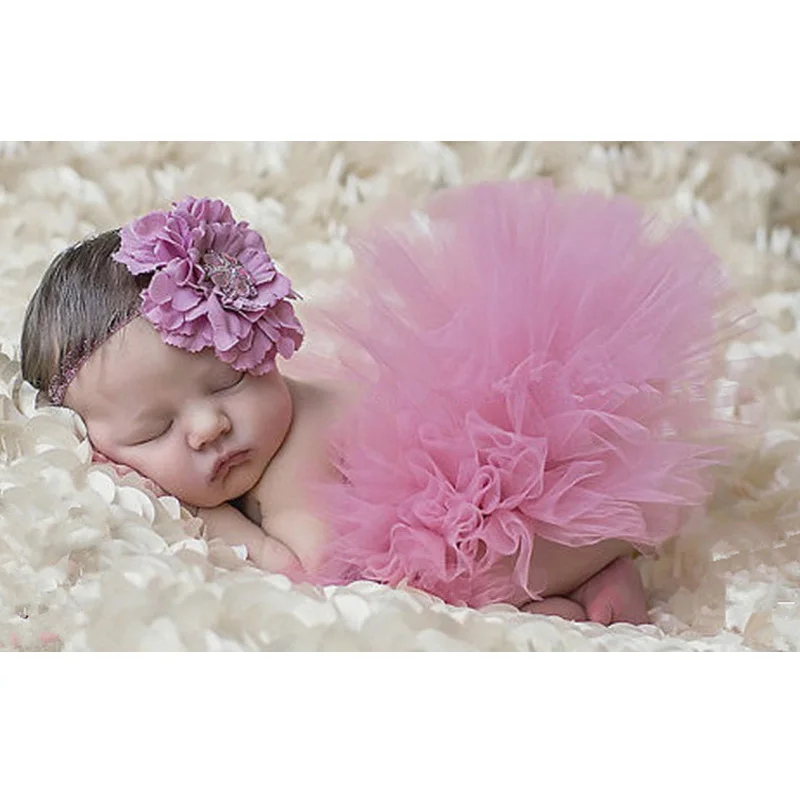 0 3months baby girl tutu skirts photography props flower headband and