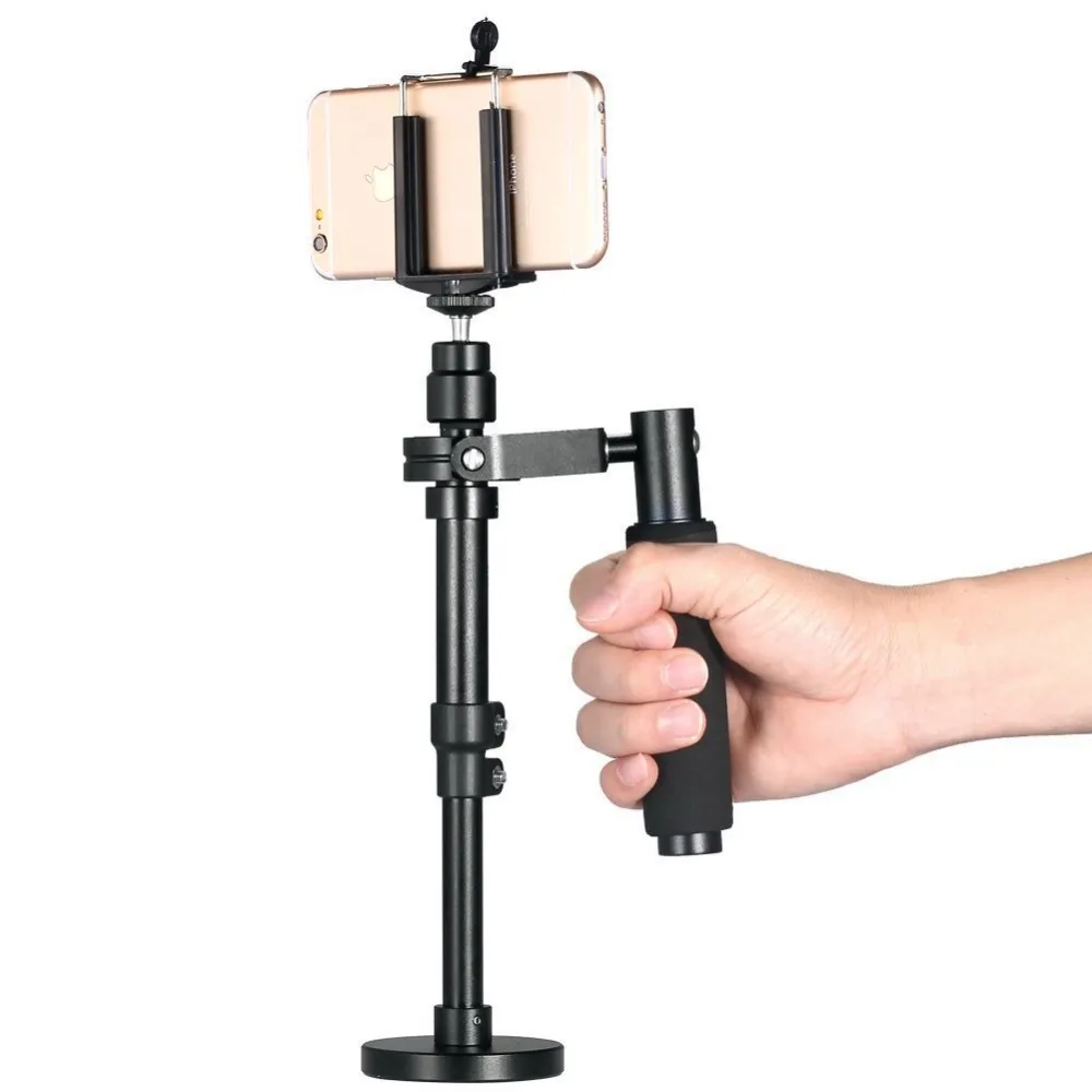  New Aluminum Alloy Mini Handheld Stabilizer Steadicam Camera Stand with 2.2-3.5 Inch Cellphone Adap
