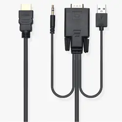 1,8 метров VGA HDMI Соединительный Кабель-адаптер USB аудио VGA к HDMI конвертер для ПК ноутбук к HDTV проектору