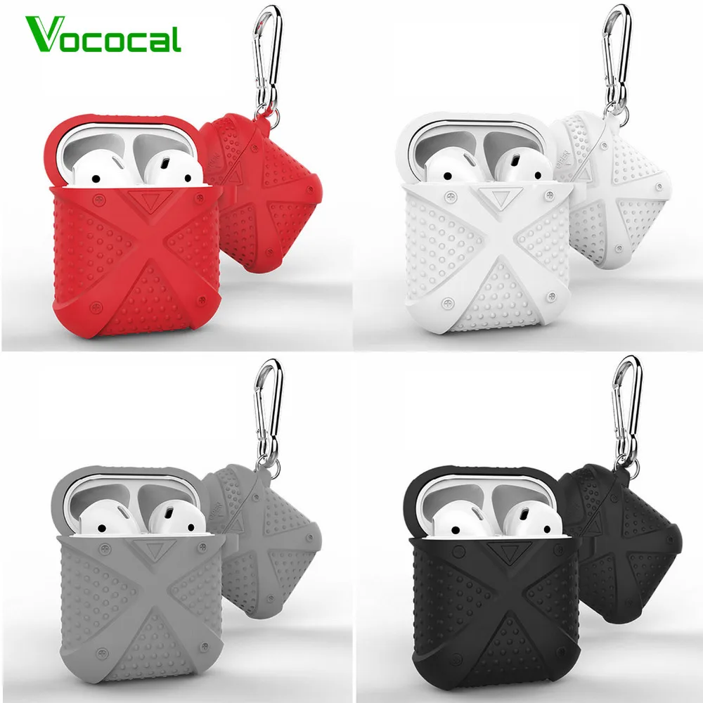 

Silicone Case For Airpods Portable Shockproof Soft Protective Cover Sleeve Holder with Carabiner for Apple Air Pods Accessories