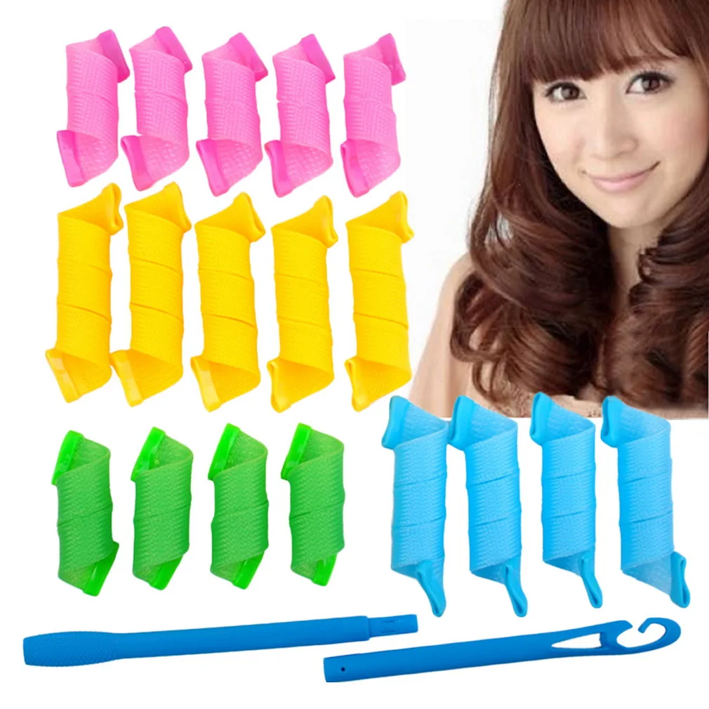 

18 pcs DIY Recyclable DIY No Chemical Damage Magic Circle Hair Styling Roller Curler Tool For Spiral Curls