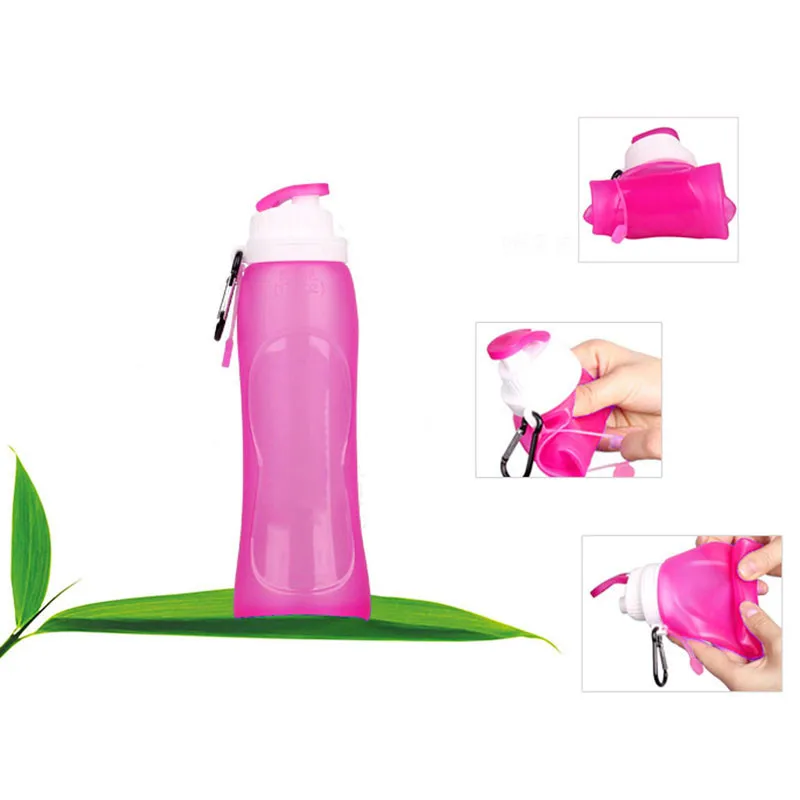 

500ml New Creative Silicone Foldable Sports Bottle Outdoor Convenient Travel Cups High Quality Bicycle bottle 3 Colors