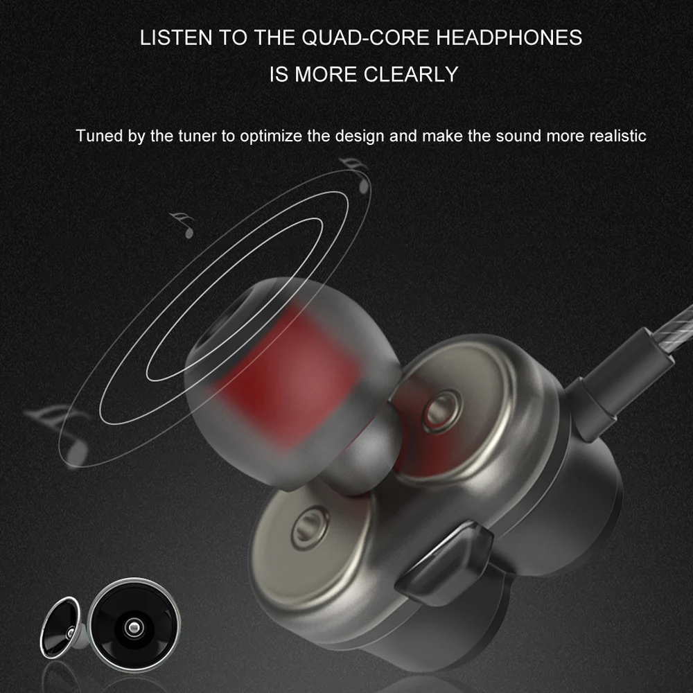Наушники Greendio GD8 2DD двойные динамические наушники вкладыши Hi Fi спортивные для