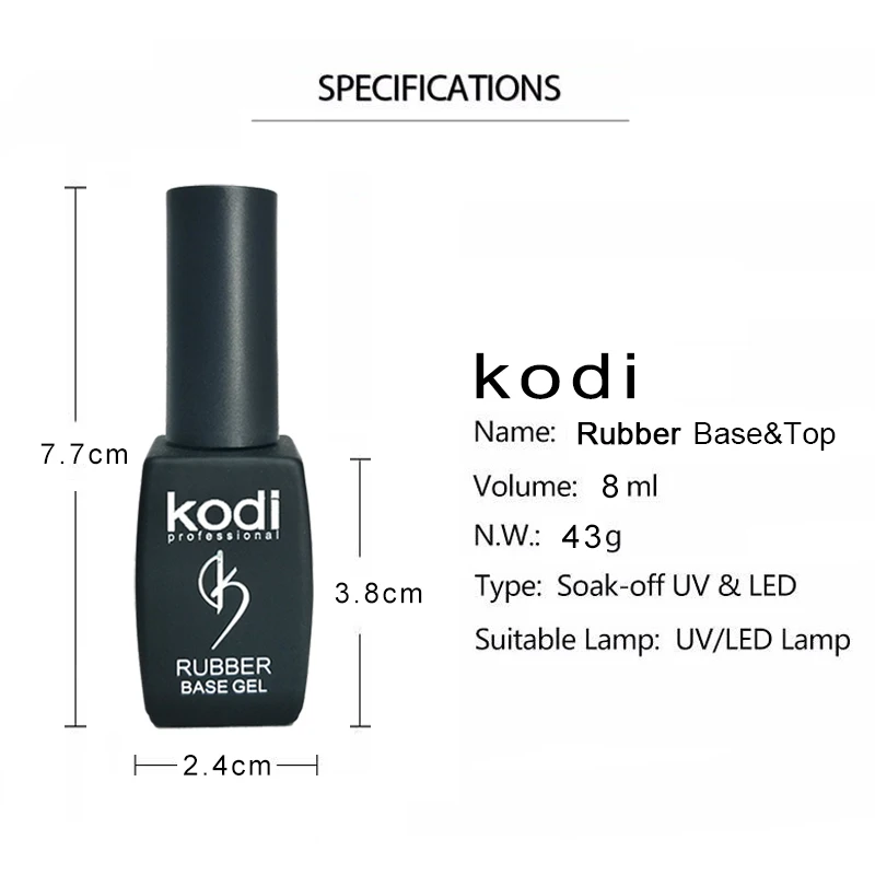 Kodi gel nail Esmaltes Permanent de polygel ongle 8ml Rubber Base Top Coat Gelpolish Polish Varnish Soak Off Nail Art Lacquer