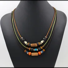 Новое ювелирное изделие, винтажное богемное этническое стильное разноцветное ожерелье из деревянных бусин, длинная модная цепочка на свитер