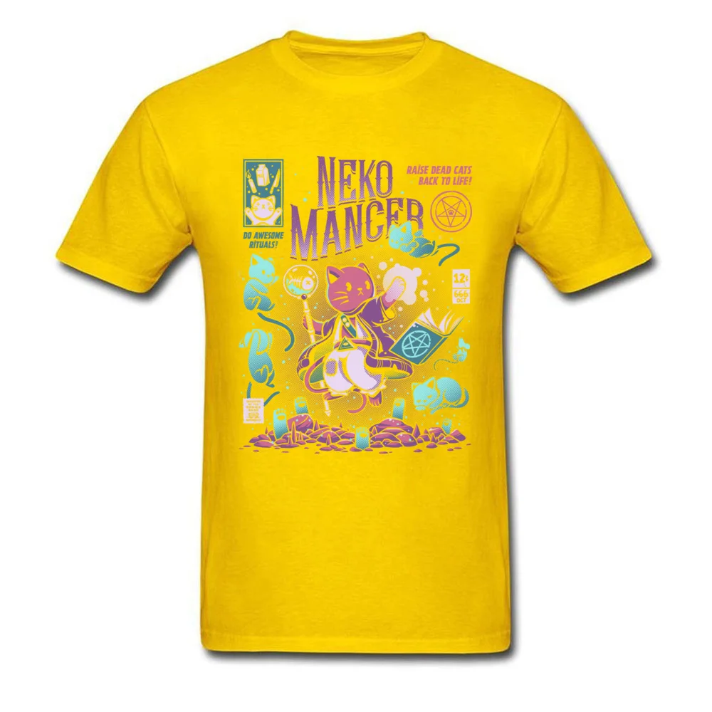 Nekomancer Design Summer Cotton Crew Neck Men Tops Shirt Funny Top T-shirts 2018 New Short Sleeve Tshirts Top Quality Nekomancer yellow