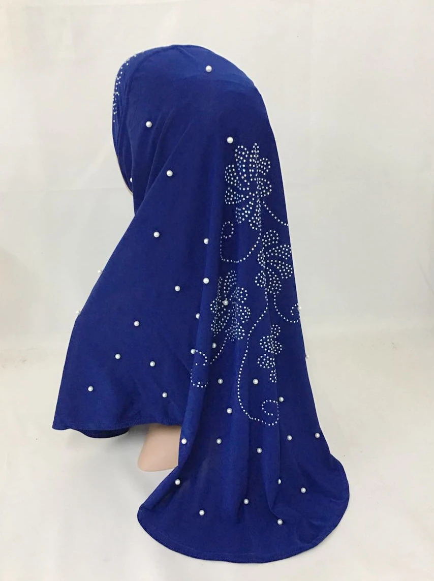 Новые удобные эластичные переплетенные пряжа мгновенный мусульманский цельный хиджаб жемчуг горячей фиксации Стразы