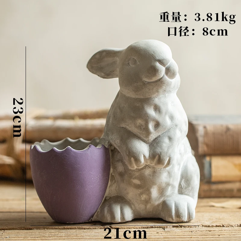 Creative Concrete Pig Fish Cat Rabbit Sculpture Statue Succulent Plant Container Green Planters Small Bonsai Pots Home Decor - Цвет: 4