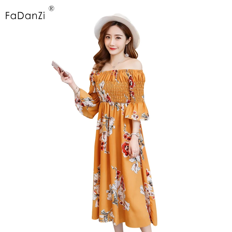 2018 Summer new Maternity Dress Chiffon Word Shoulder Elegant Maternity Dress Pregnant Women Clothing Women's Maternity Skirt
