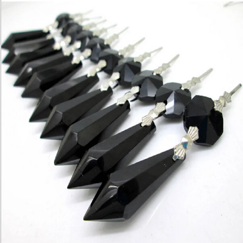 20PCS Black 38MM With One Bead Chandelier Glass Crystals Lamp Prisms