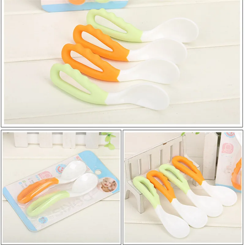 

2Pcs Baby Pacifier Feeding Spoon Solid Supplies Curved Spoon Children Tableware