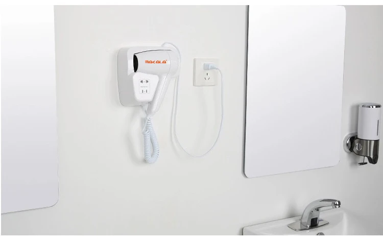 Низкий уровень шума Электрический воздуходувка настенный фен 1200 Вт 220 В безопасности бытовой подвесной фен ABS отель ванная комната сушилка