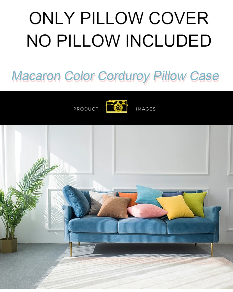 Macaron Color Corduroy Pillow Case Throw Cushion Cover Vintage Pillow Covers for Sofa Home Decorative 45x45cm (1)