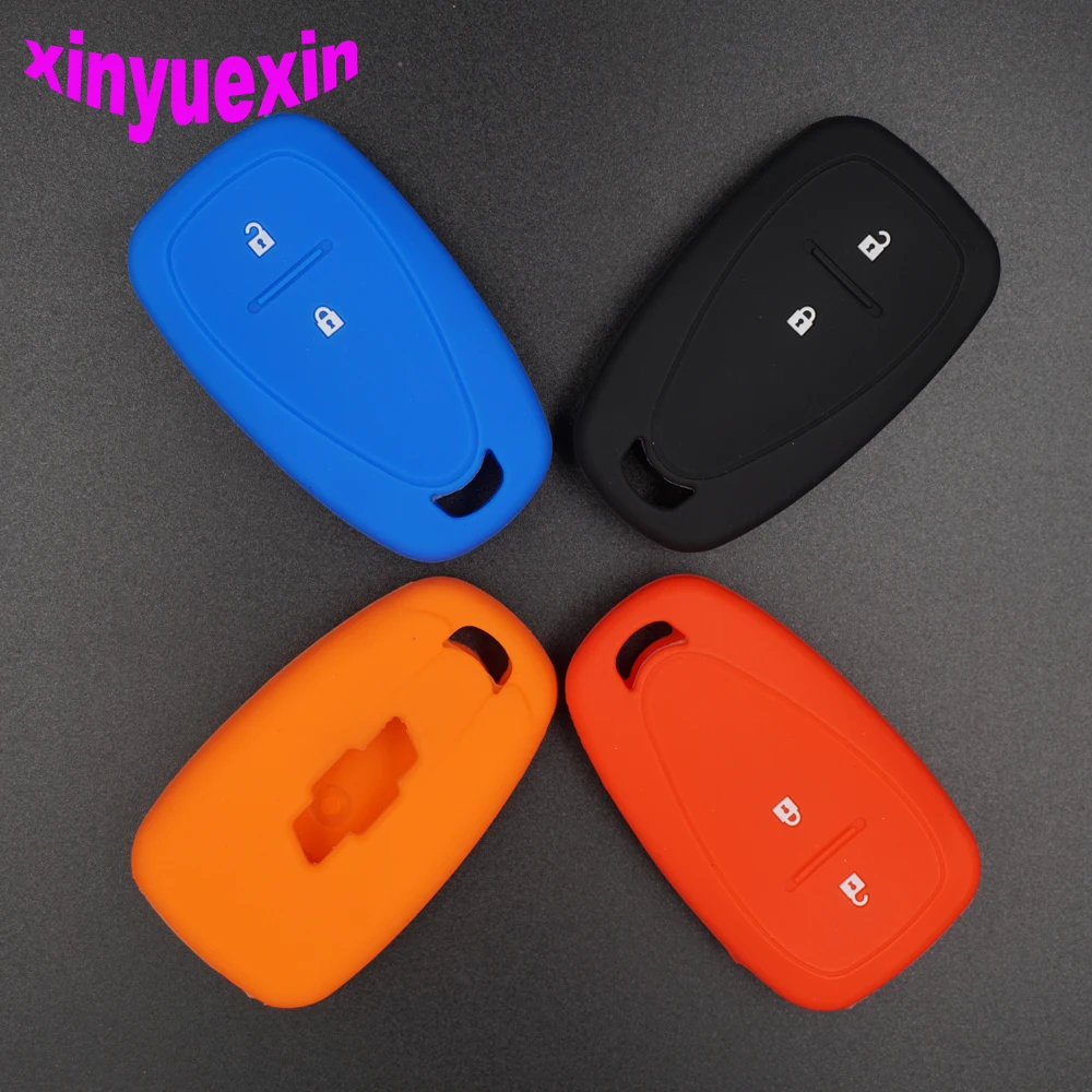 

Xinyuexin Silicone Car Key Cover FOB Case For Chevrolet Cruze Spark 2016 with 2 Buttons Smart Remote Key Case Jacket car-styLing