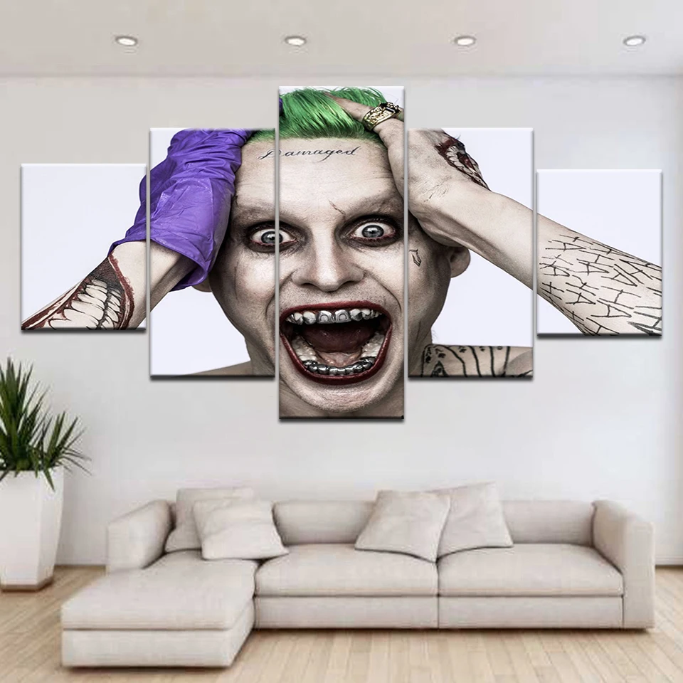 5Panel HD Printed Suicide Squad The Joker Jared Leto Cartoon Movie Print On Canvas Art Painting For home living room decoration 5Panel HD Printed Suicide Squad The Joker Jared Leto Cartoon Movie Print On Canvas Art Painting For home living room decoration