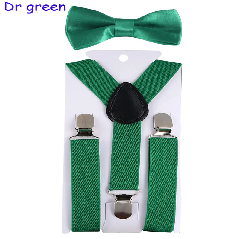 Dark Green Детские регулируемые эластичные подтяжки с галстуком-бабочкой, брекеты для мальчиков и девочек, подтяжки, Детские свадебные галстуки, аксессуары, Детский комплект с галстуком-бабочкой - Цвет: Dark Green