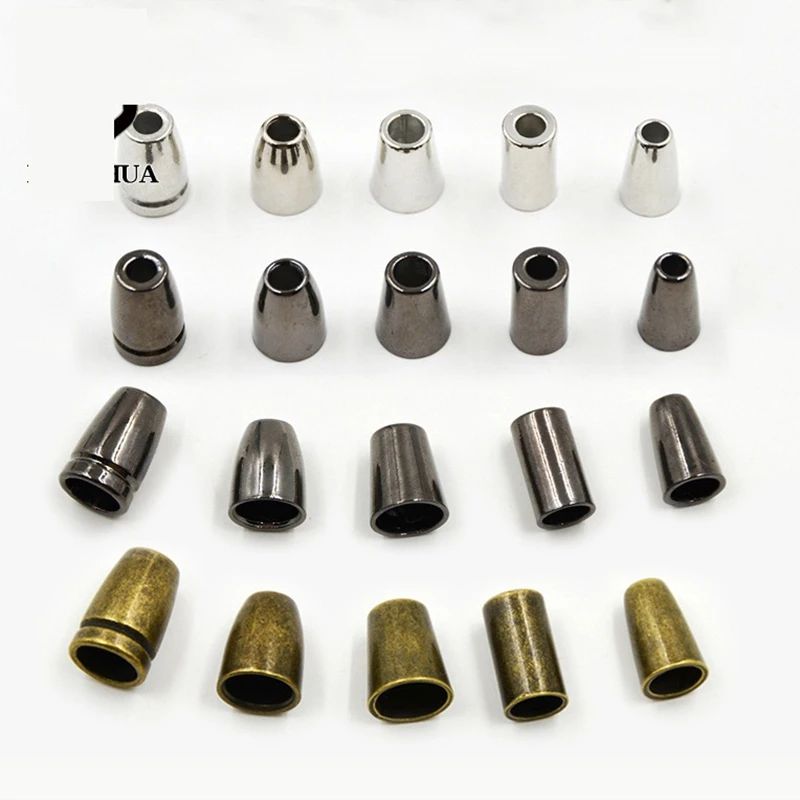 

4mm Clothing Alloy Drawstring Bell Rope Buckle Plating Gun Color Sweater Tapered Rope Button Metal Stopper Cord Ends Lock
