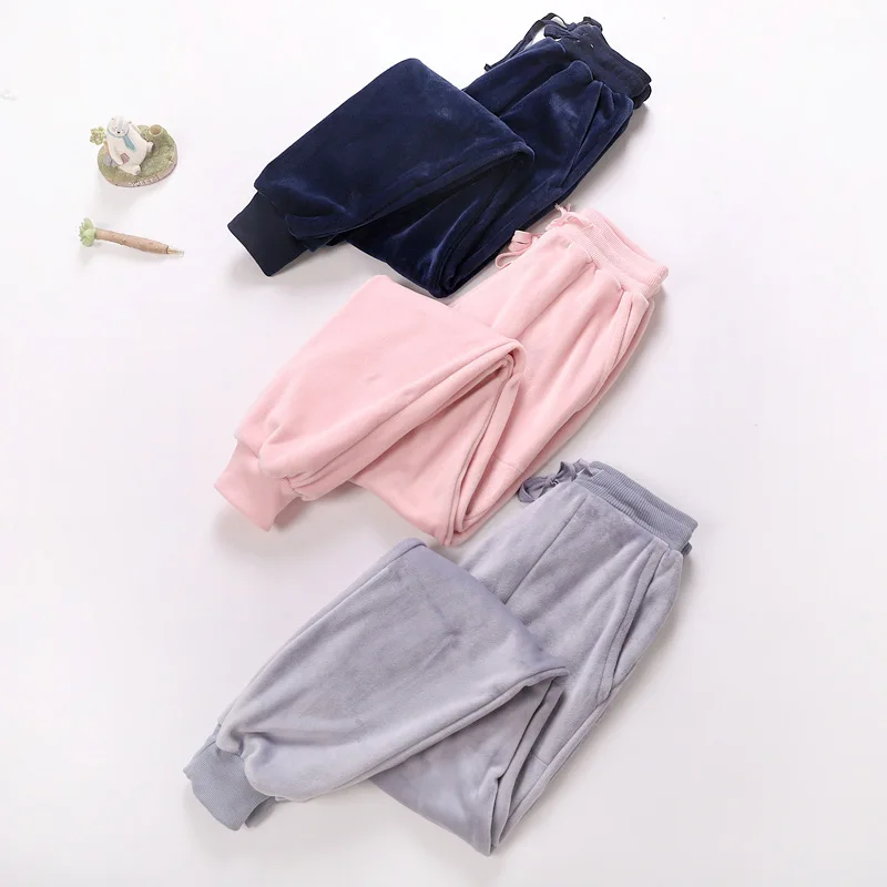 ZOOLIM Winter Warm Thicken 100% Velvet Women Sleep Bottoms Loose Night Trousers Sleepwear Pyjama Men Bottoms Pajama Home Pants