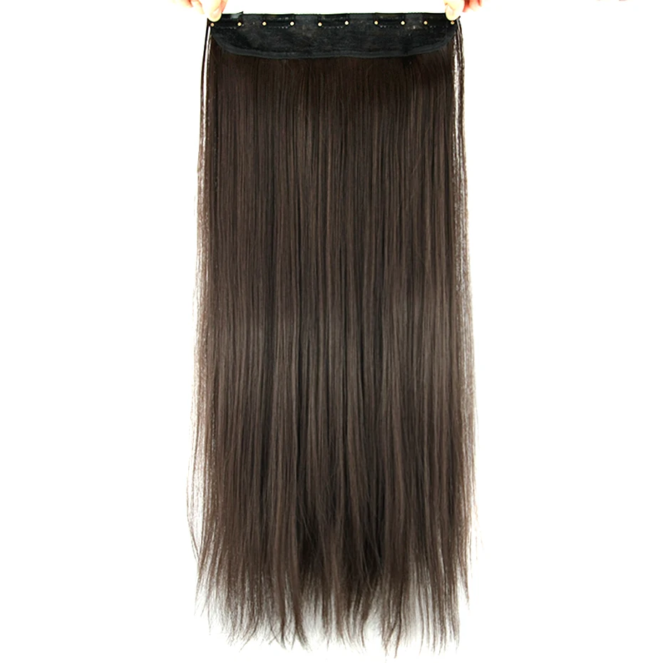 

Soowee 24inch Synthetic Hair Straight Brown Clip In Hair Extension Hairpins False Hair on Clips One Piece Hair-extension Peruca