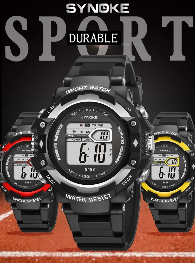 SYNOKE Military Sport Watch For Men Waterproof LED Display Digital Watches Male Alarm Electronic Clock Fashion Relogio Masculino