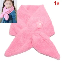 Очень мягкий детский зимний бархатный шарф для девочки с маленьким цветком