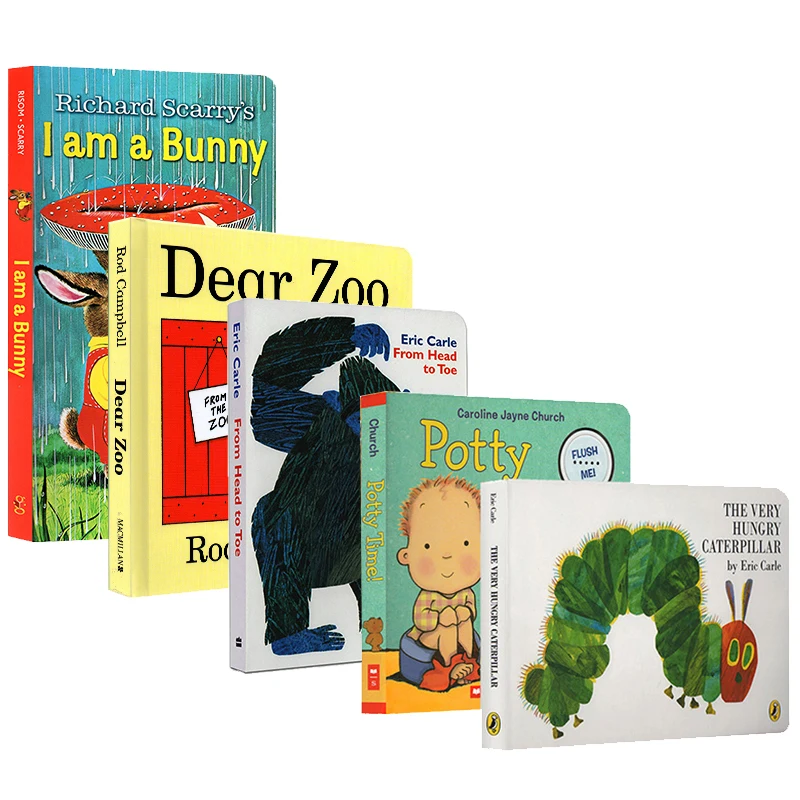 Забавные образовательные английские Картонные Книги Dear Zoo / I am a bunny/голодная