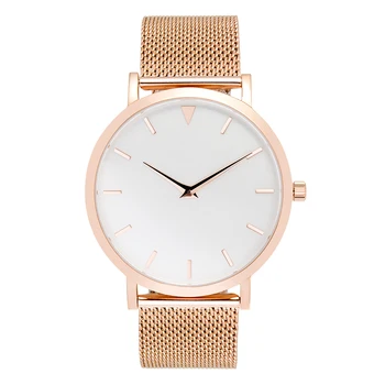 

Stainless Steel Rose Gold Case Watches, Simple Design Wristwatch, Mesh Steel Unbranded Watch