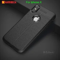 Litchi strip silicone case for iphone X funda hoesje skal lychee leather pattern tpu cover for iphone x coque etui kryt tok husa