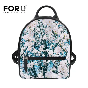 

FORUDESIGNS Fashion Women's PU Leather Backpack Flowers Floral Print String Shoulder Bagpack for Teens Girls Casual Travel Bags