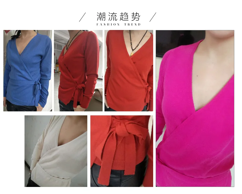YUNSHUCLOSET Весна горячая распродажа женский кашемировый шерстяной кардиган v-образный вырез сплошной цвет короткий стиль кардиганы