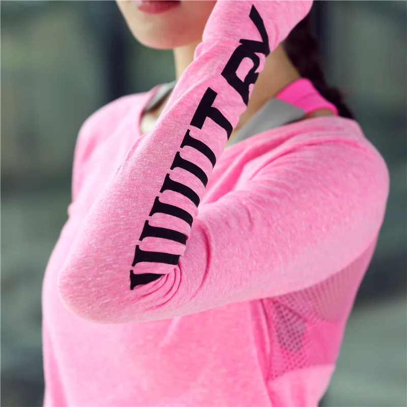 VEQKING, Женская дышащая рубашка для фитнеса и йоги, сетчатый топ для занятий йогой, быстросохнущие спортивные рубашки для бега, одежда для спортзала с длинным рукавом