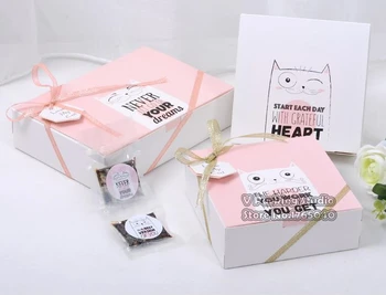 

Pink white Cute cat Packing box, Candy Macaroon bpxes Cookie Packing Food Packing Box 100pcs/lot