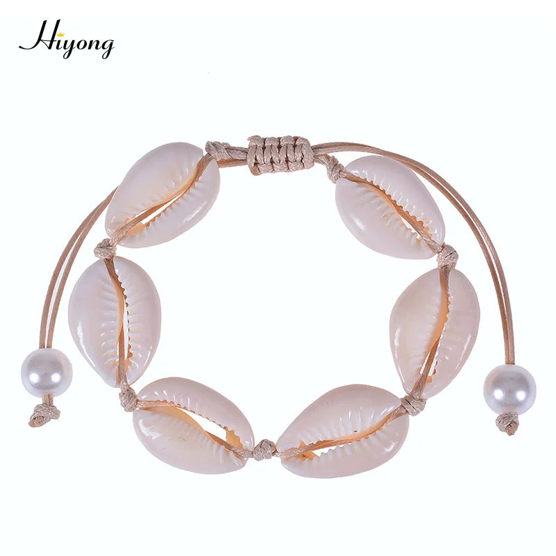 

HIYONG Natural Cowrie Shell Bracelet Handmade Adjustable Boho Seashell Bracelet/Anklet Beach Jewelry Gifts for Women Girls
