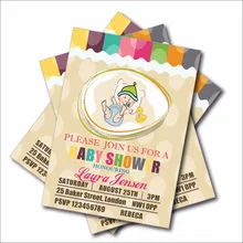 14 шт./партия, милые детские приглашения для душа, персонализированные приглашения на вечеринку поставщик праздничных украшений