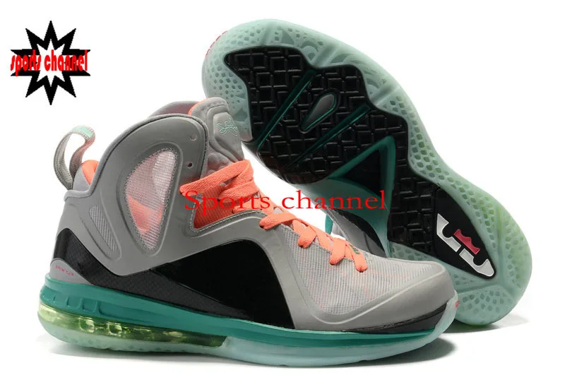 Free Shipping New arrival Wholesale Famous Player lebron IX 9 P.S Elite SOUTH BEACH Men's Basketball Shoes (grey / green) | Спорт и