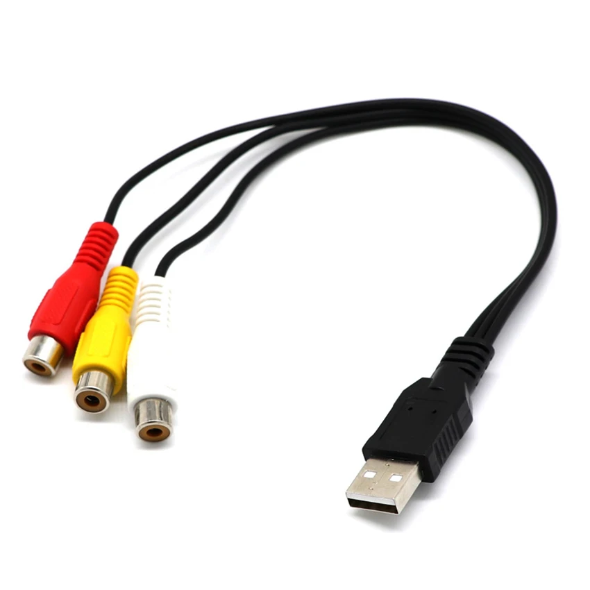 Высокоскоростной 30 см 3 RCA штекер на USB 2 0 композитный адаптер Аудио Видео AV кабель